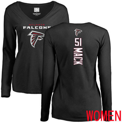 Atlanta Falcons Black Women Alex Mack Backer NFL Football #51 Long Sleeve T Shirt
